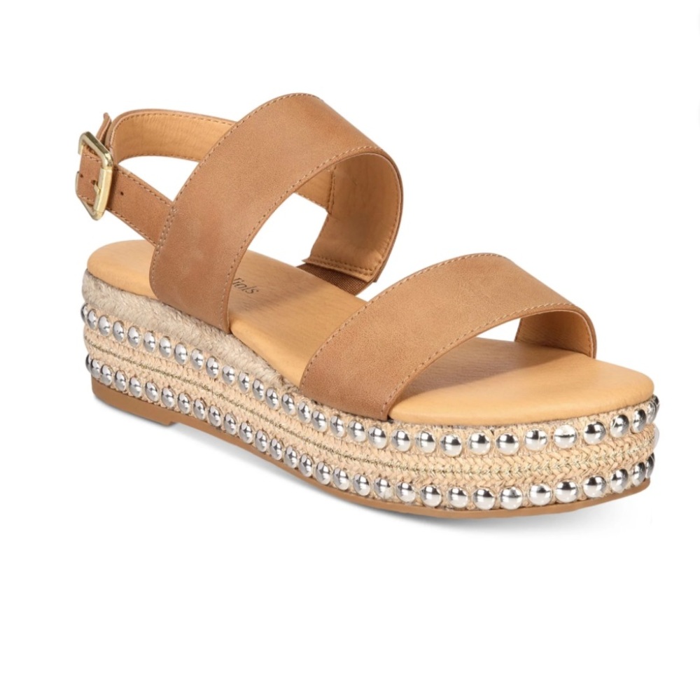 Brown Studded espadrille wedge